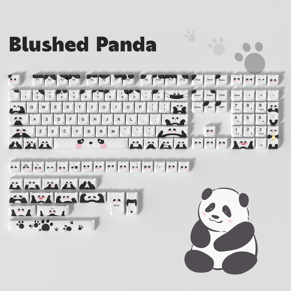 Womier Blushed Panda MAO Profile Dye - Sub PBT Keycap Set (137 - Key ) - Womier Keyboard