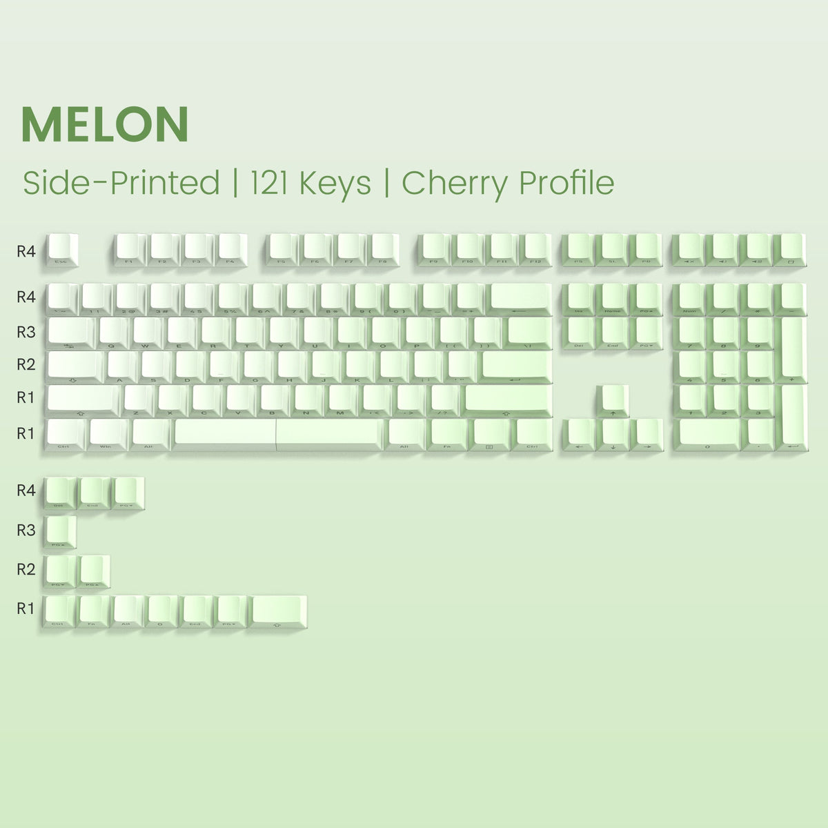 Womier Diagonal Gradient Series 121 - Key Shine - Through Cherry Profile PBT Keycap - Womier Keyboard