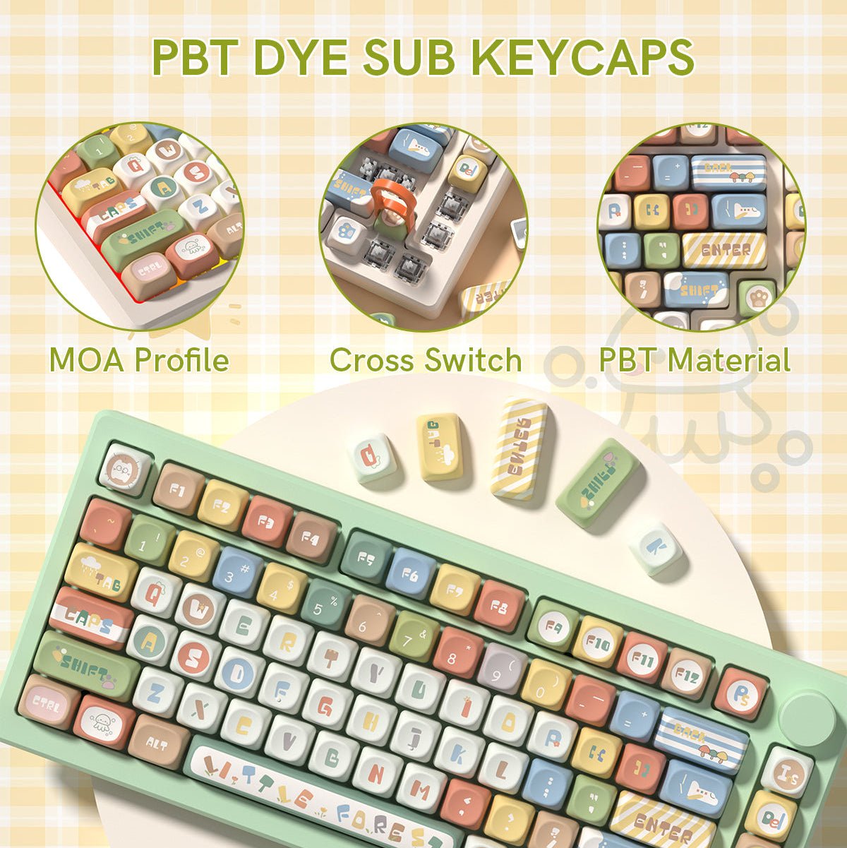 Womier Forest Animals MOA Profile Dye - Sublimation PBT Keycap Set - Womier Keyboard