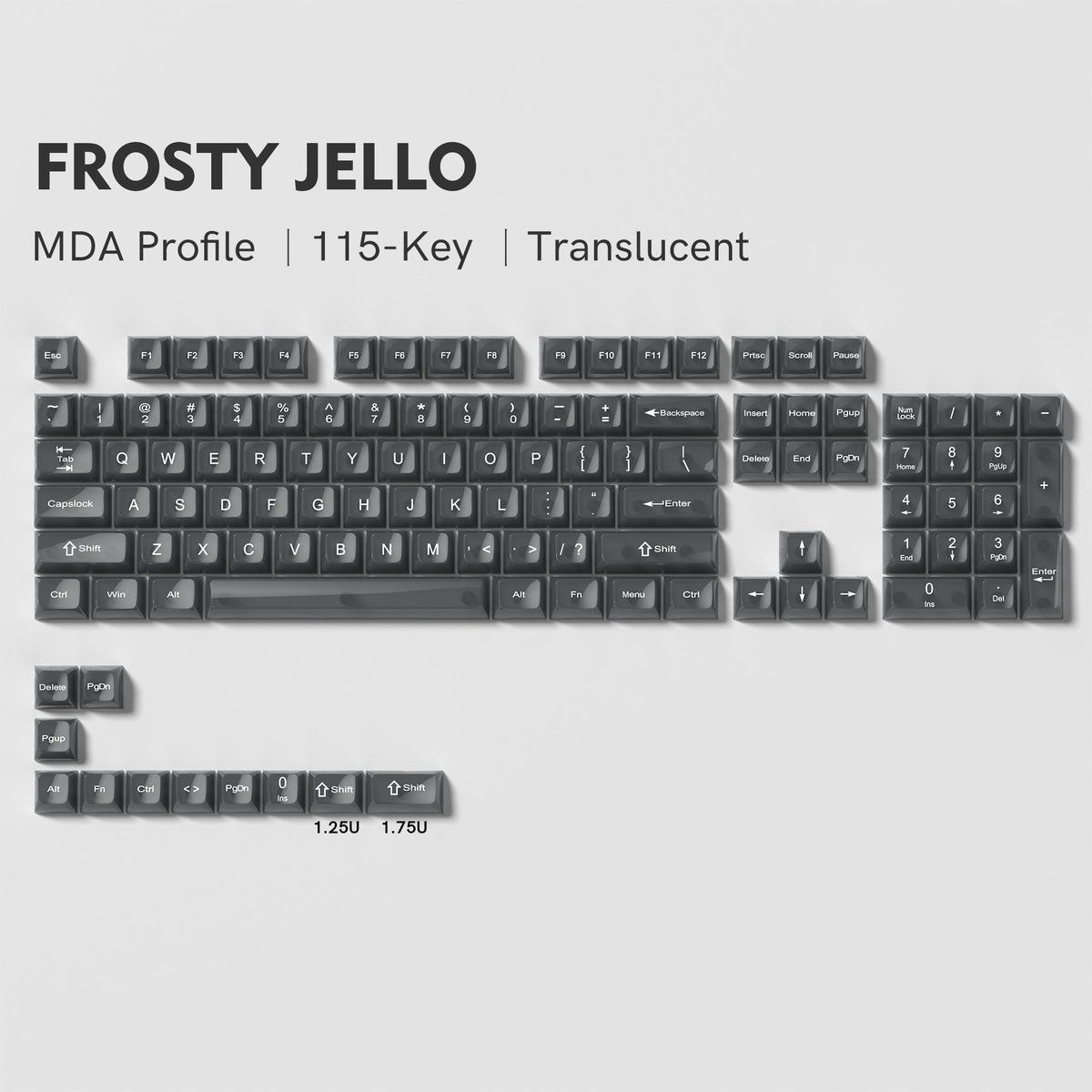 Womier Frosty Jello 115 - Key MDA Profile Translucent PC Keycap Set - Womier Keyboard