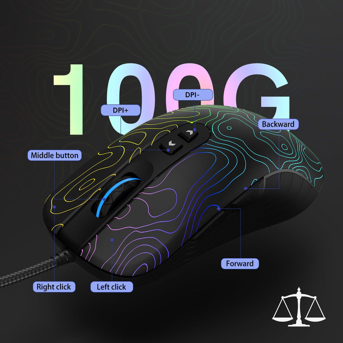 Womier G706 Black Wired Gaming Mouse - Womier Keyboard