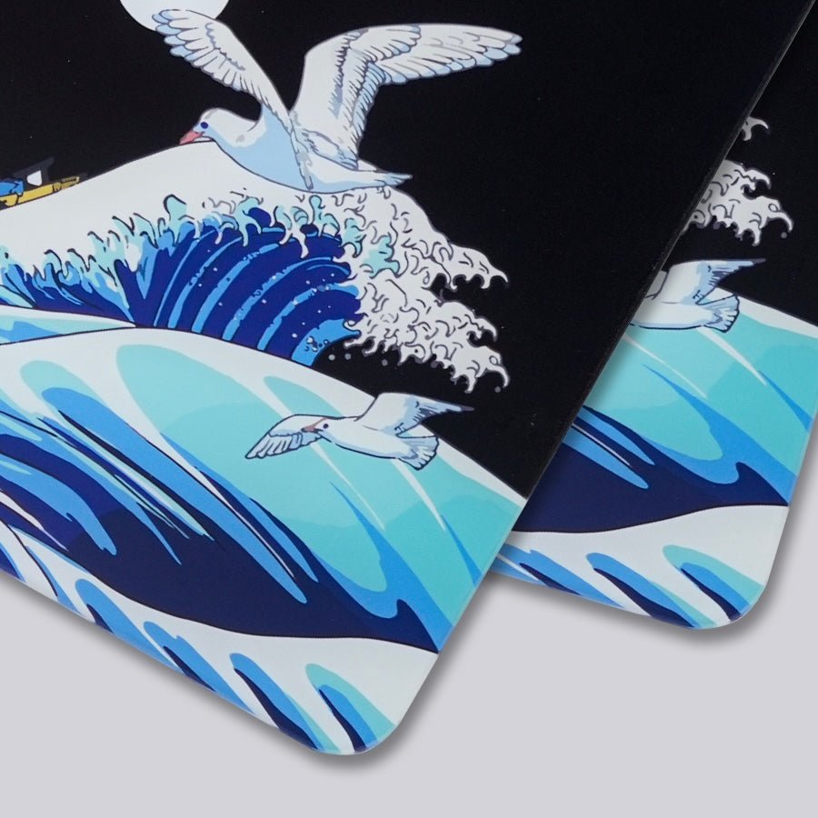 Womier Glass Mouse Pad - Kanagawa - Black Coral Sea - Womier Keyboard