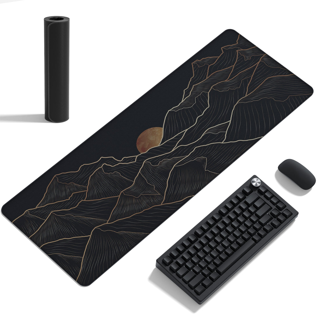 Womier Golden Sun Themed Large Desk Mat - Womier Keyboard