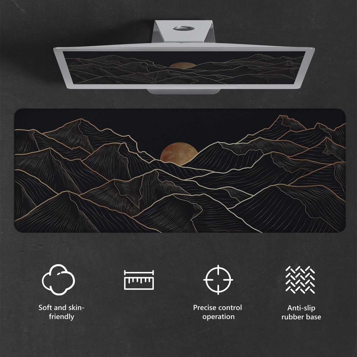 Womier Golden Sun Themed Large Desk Mat - Womier Keyboard