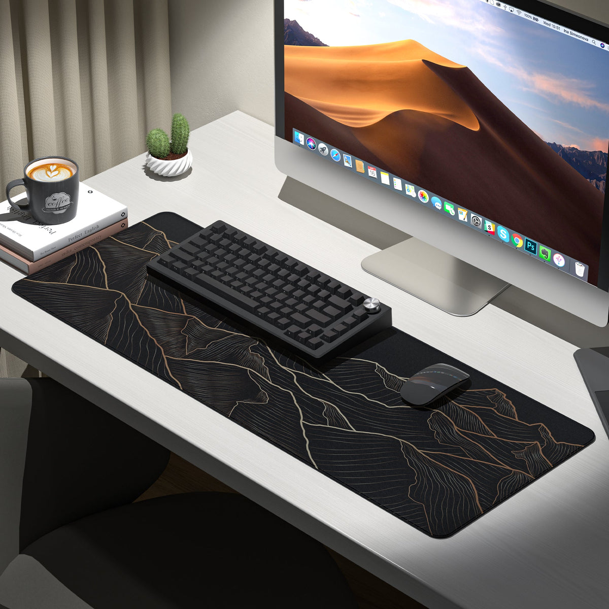 Womier Golden Sun Themed Large Desk Mat - Womier Keyboard