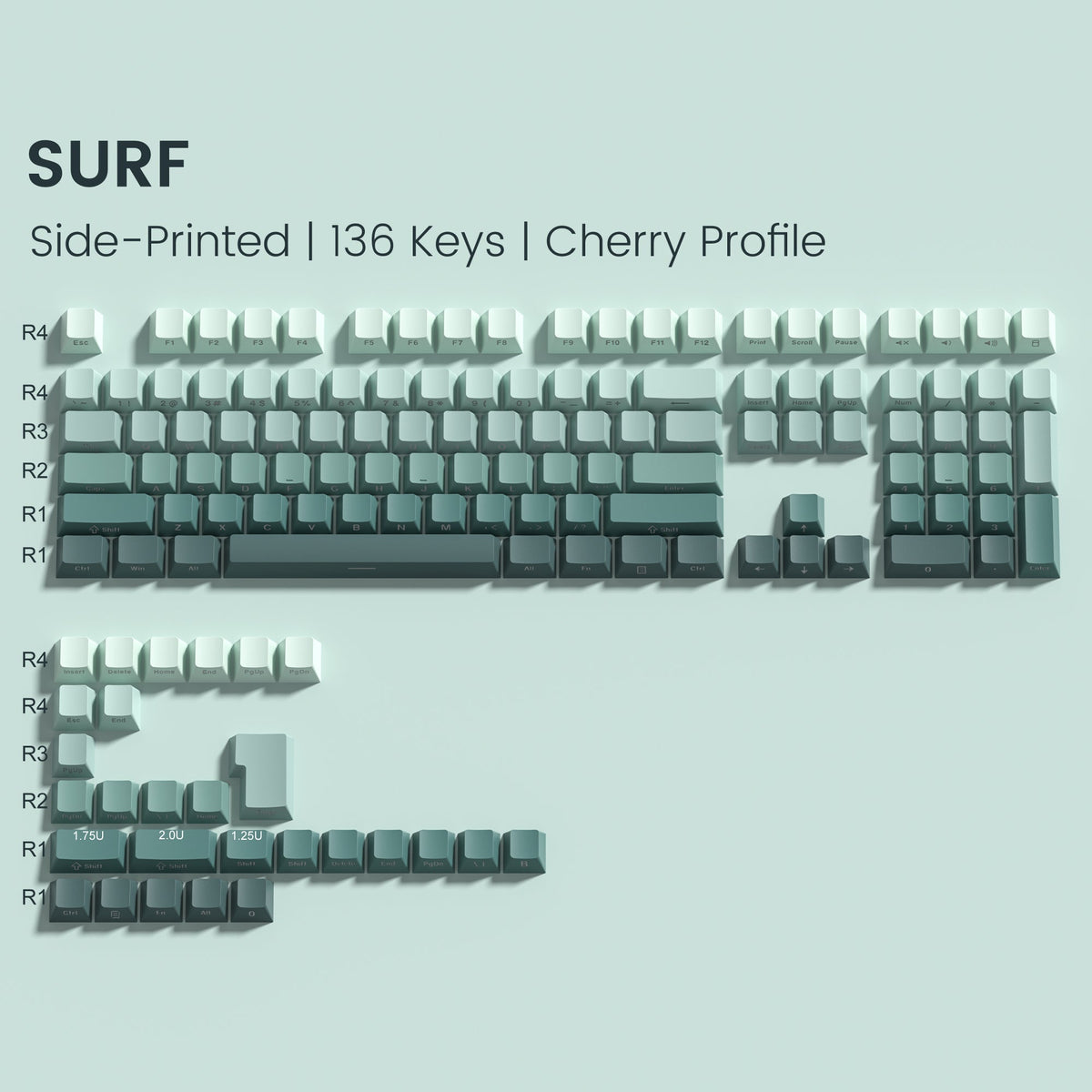 Womier Gradient Series 136 - Key Shine - Through Cherry Profile Double - Shot PBT Keycap - Womier Keyboard