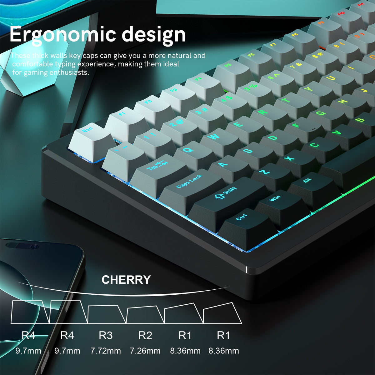 Womier Gradual Cherry Profile Dye - Sublimation PBT Keycap Set - Womier Keyboard