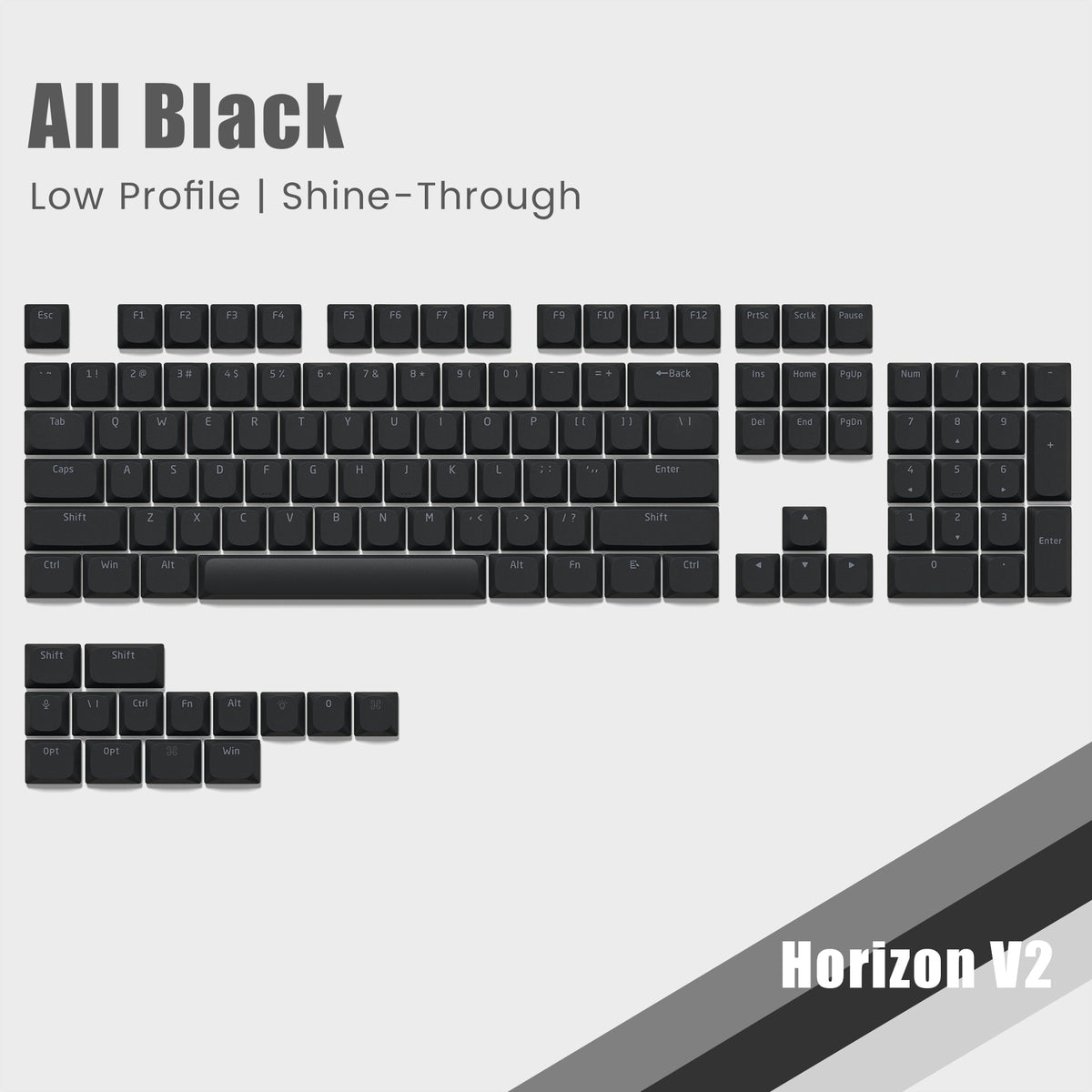 Womier Horizon V2 Low Profile Shine - Through Double - Shot PBT Keycap Set - Womier Keyboard