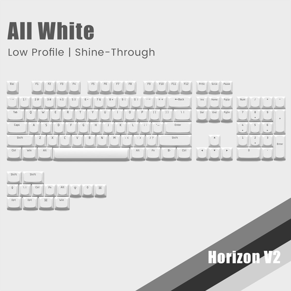 Womier Horizon V2 Low Profile Shine - Through Double - Shot PBT Keycap Set - Womier Keyboard