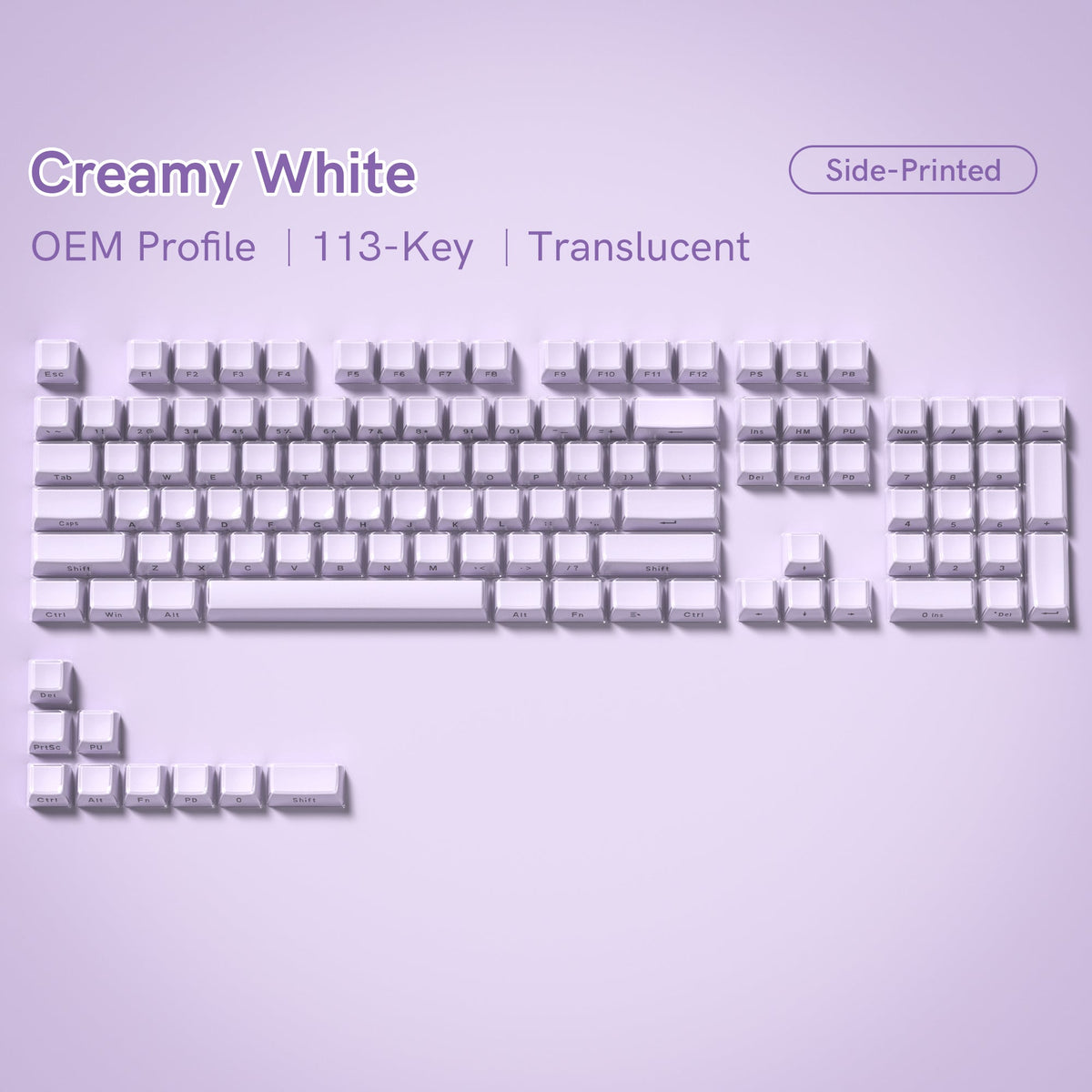 Womier Jello Side - Printed Translucent OEM Profile Keycap (113 - Key) - Womier Keyboard