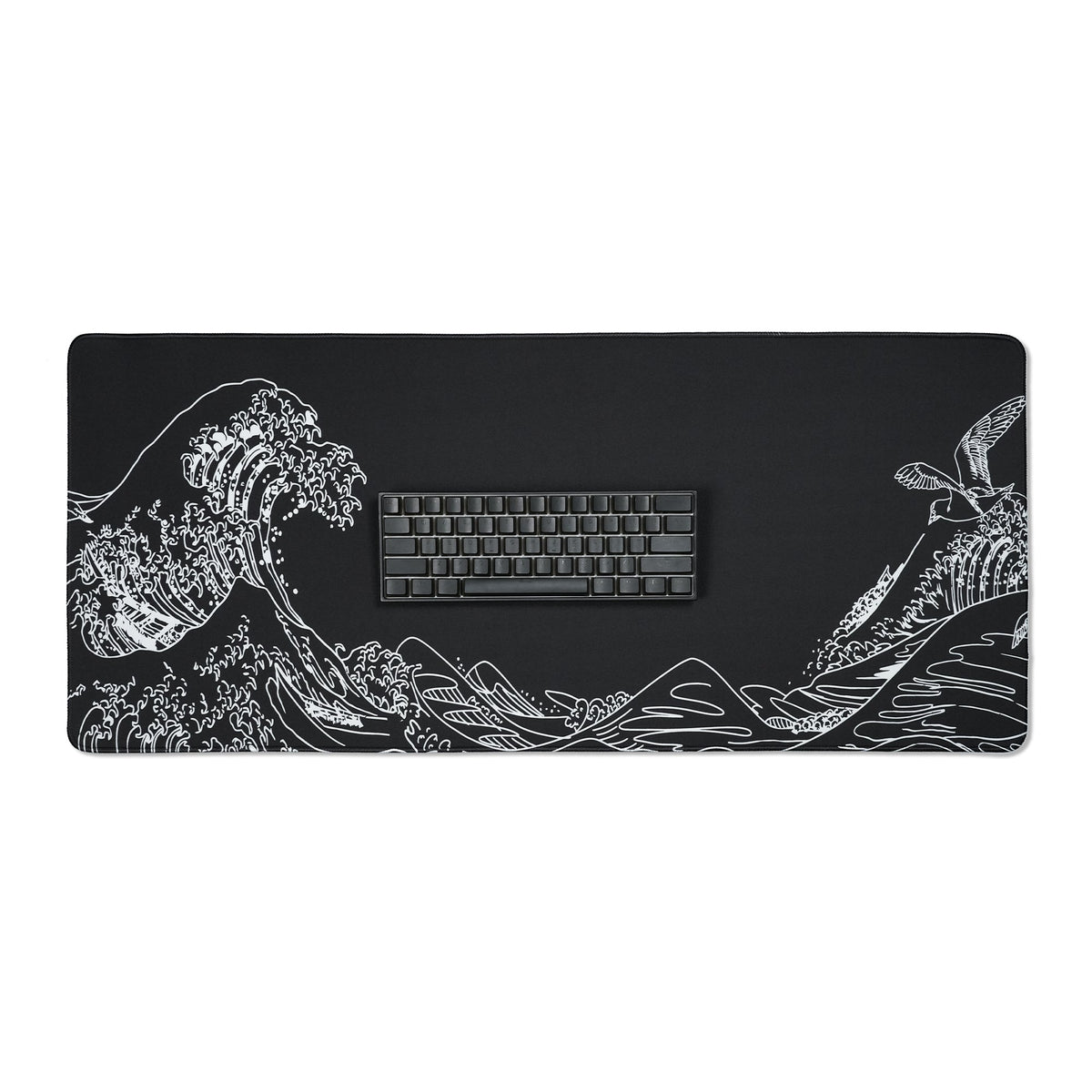 Womier Kanagawa Outline Themed Large Desk Mat (Black/White) - Womier Keyboard