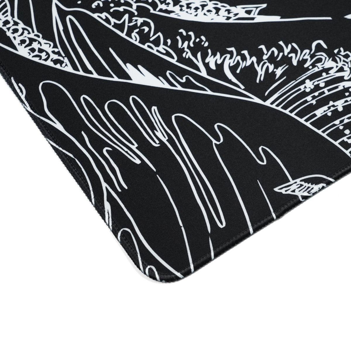 Womier Kanagawa Outline Themed Large Desk Mat (Black/White) - Womier Keyboard