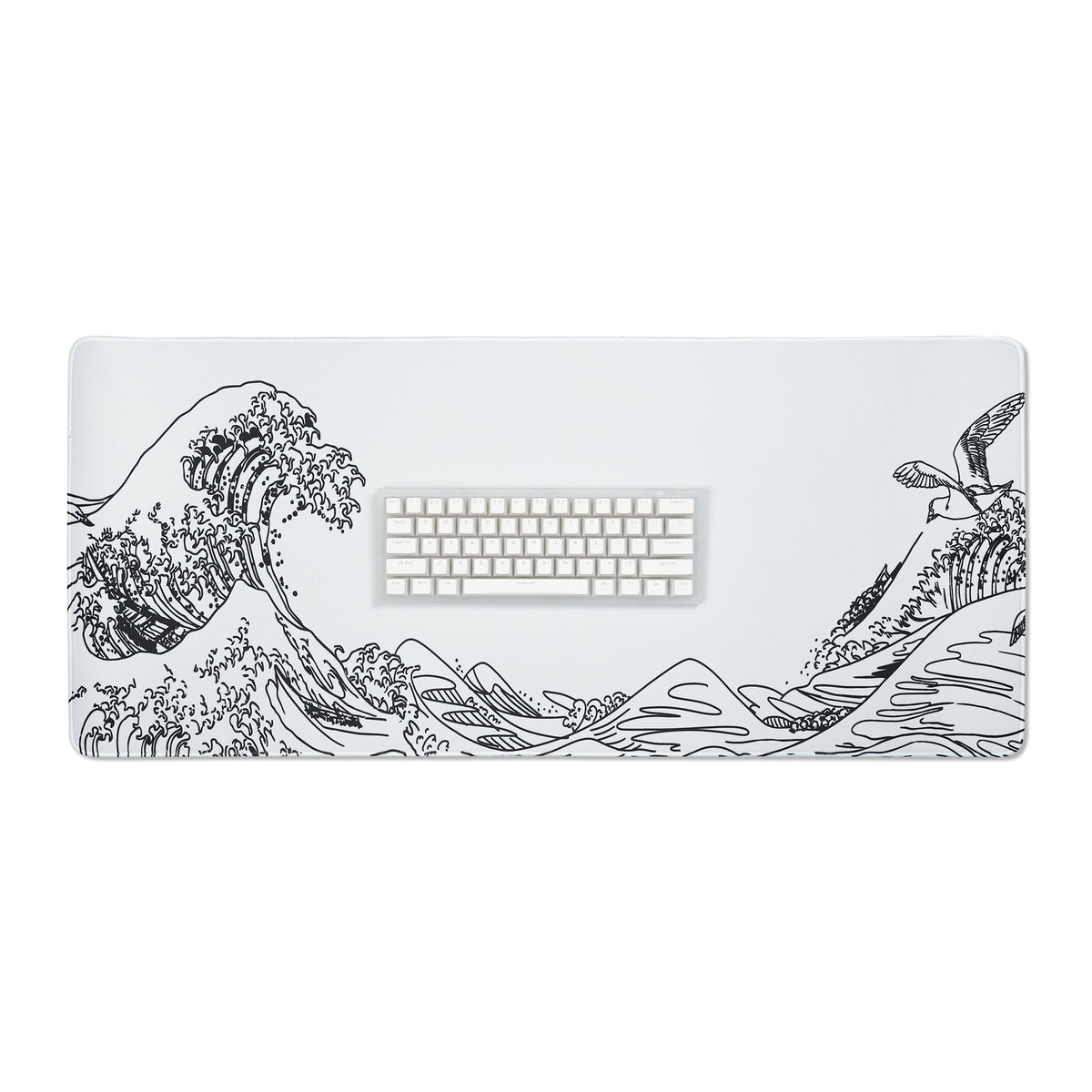 Womier Kanagawa Outline Themed Large Desk Mat (Black/White) - Womier Keyboard