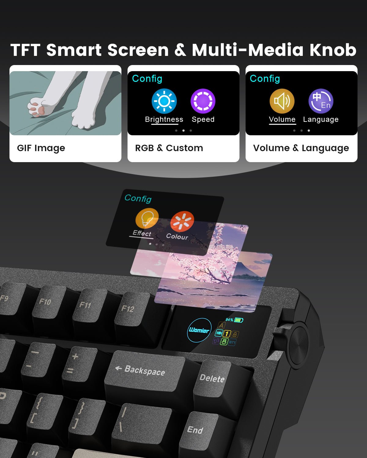 Womier L80 75% Wireless Mechanical Keyboard with TFT Screen & Knob - Womier Keyboard
