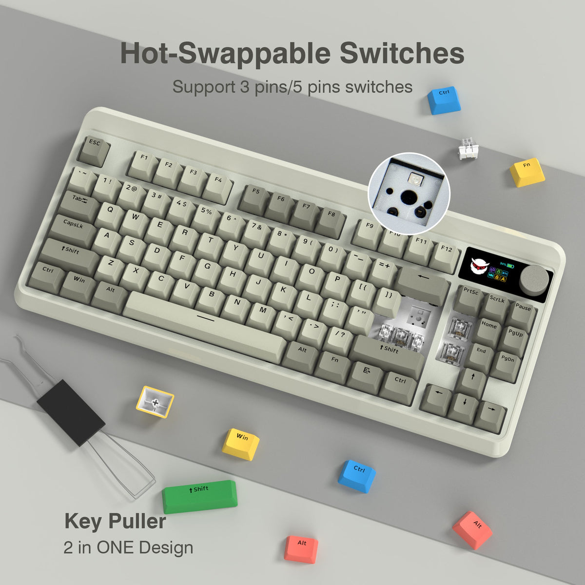 Womier M87 Pro TKL Wireless Mechanical Keyboard with Multimedia Display - Womier Keyboard