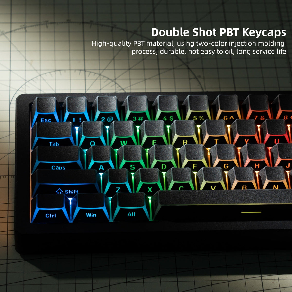 Womier Manga Black PBT Keycaps: Side - Printed Shine - Through Set for Mechanical Keyboards - Womier Keyboard