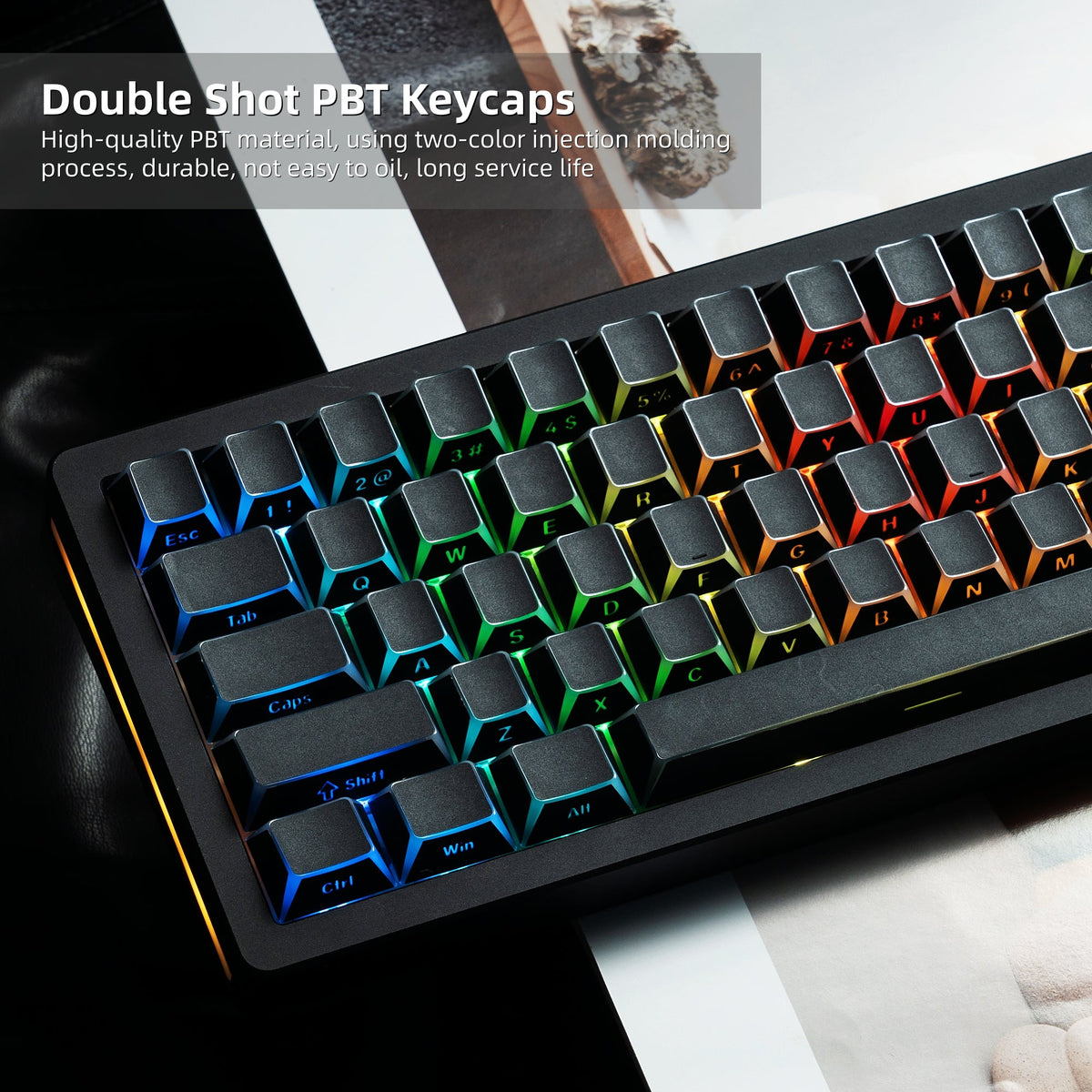 Womier Manga Black PBT Keycaps: Side - Printed Shine - Through Set for Mechanical Keyboards - Womier Keyboard
