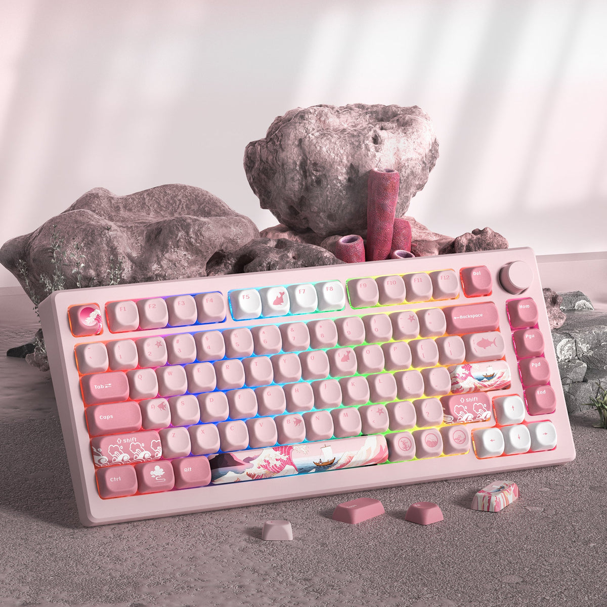 Womier MOA Profile Pink Coral Keycap Set (126-Key) - Womier Keyboard