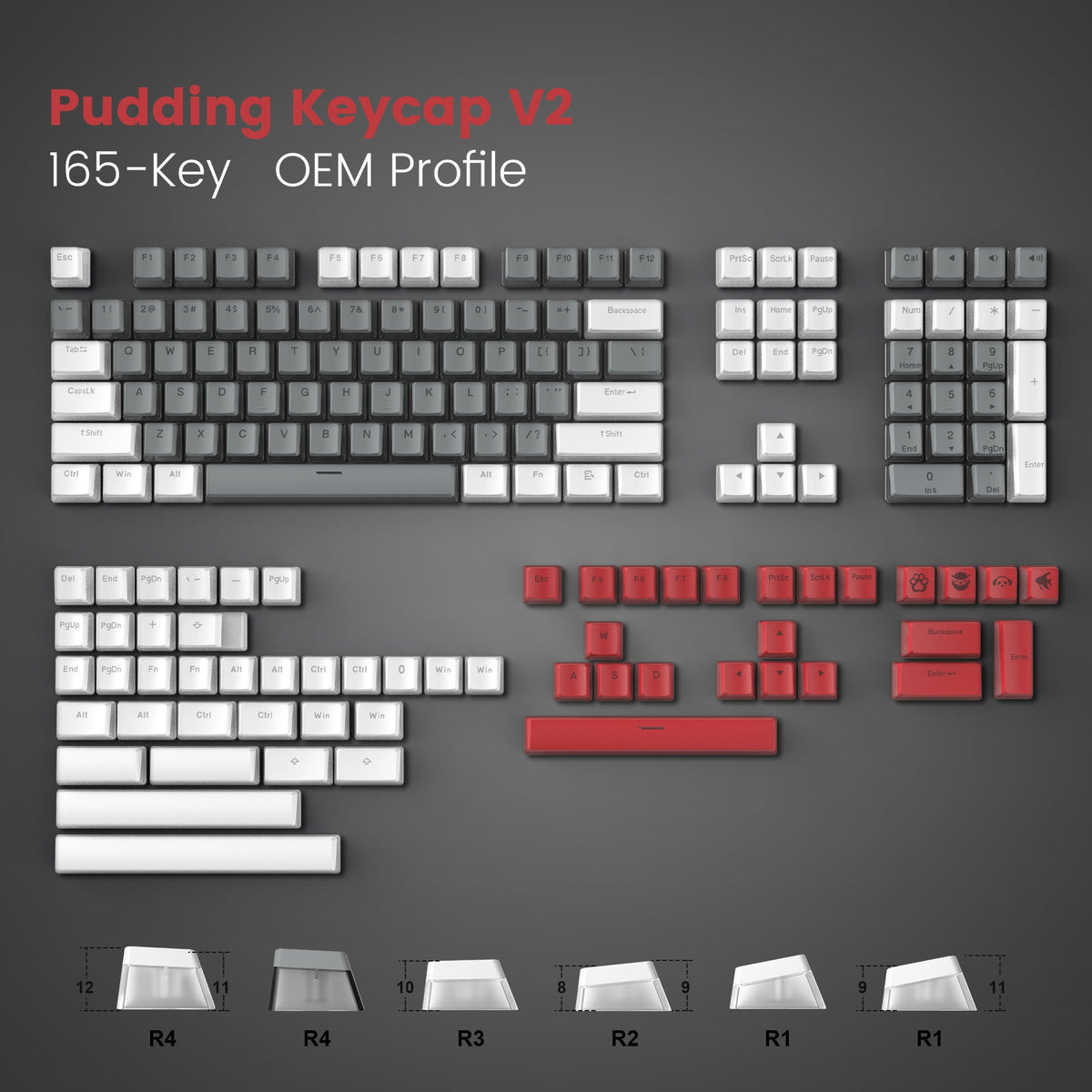 Womier Pudding V2 OEM Profile 165 - Key PBT Keycap - Womier Keyboard