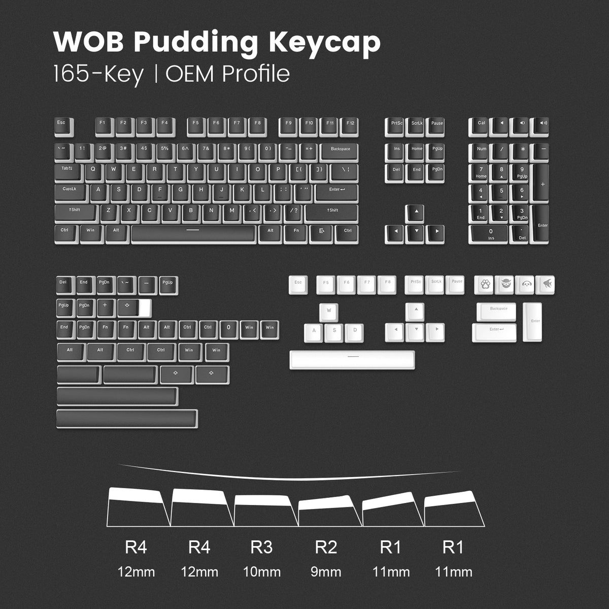 Womier Pudding V2 OEM Profile 165 - Key PBT Keycap - Womier Keyboard