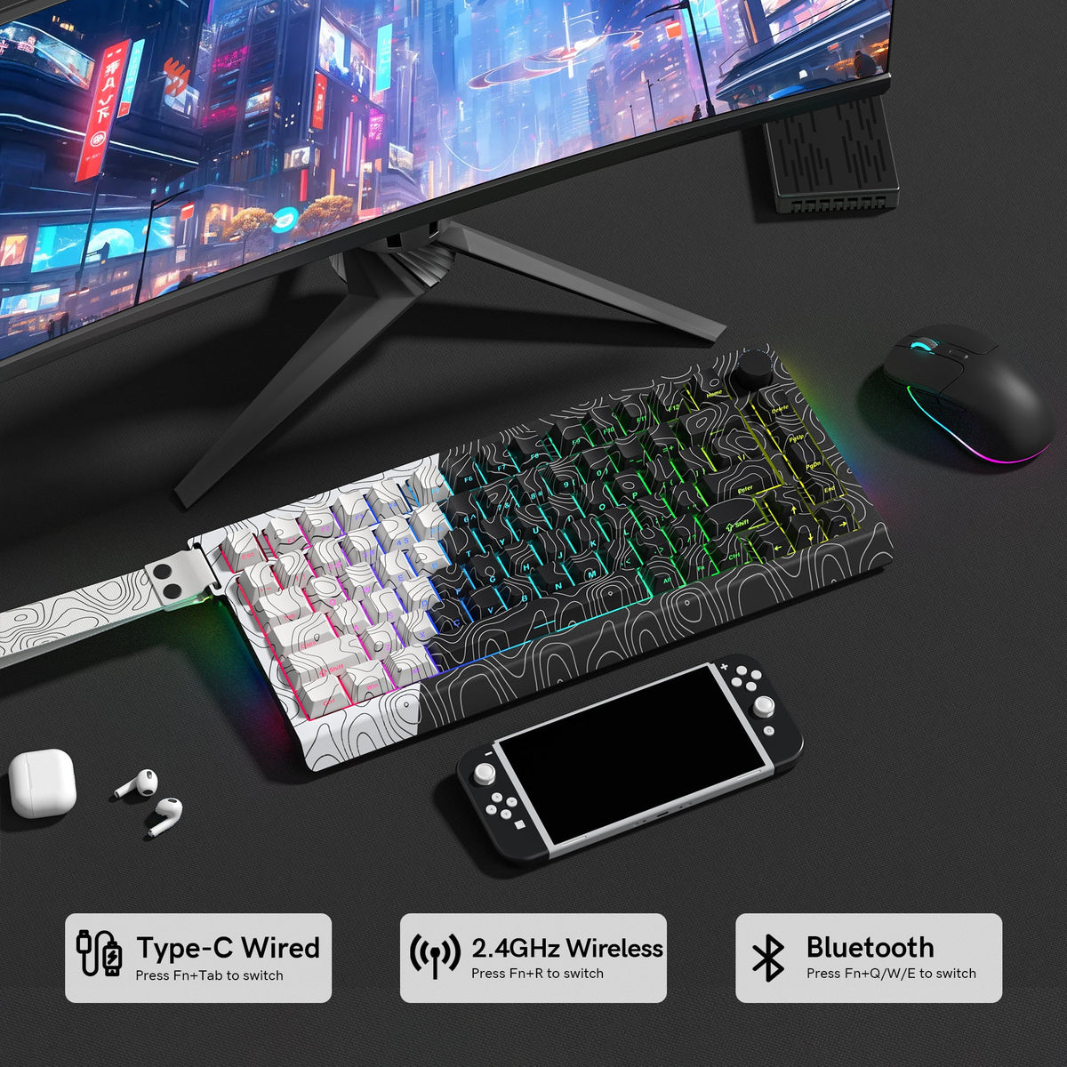 Womier Q75 75% VIA Support Gasket Mounted Wireless Keyboard with Knob - Womier Keyboard