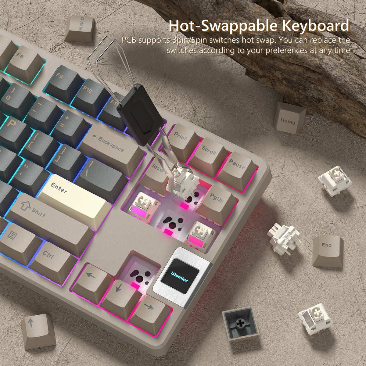 Womier QK87 TKL QMK/VIA Support Wireless Keyboard with Multimedia Display - Womier Keyboard