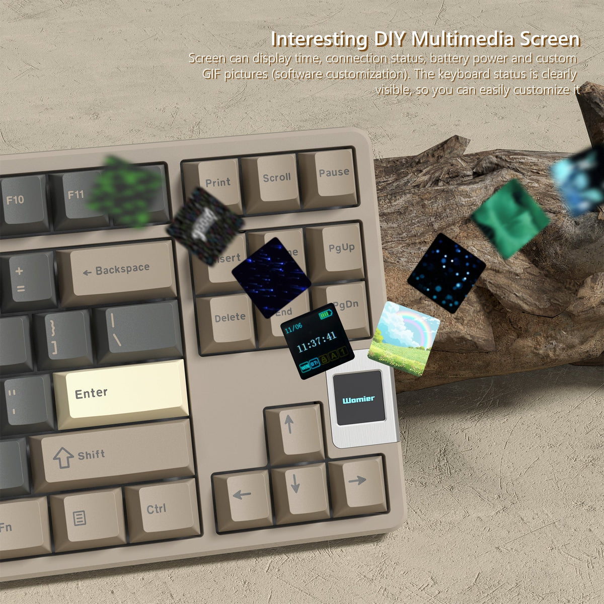 Womier QK87 TKL QMK/VIA Support Wireless Keyboard with Multimedia Display - Womier Keyboard
