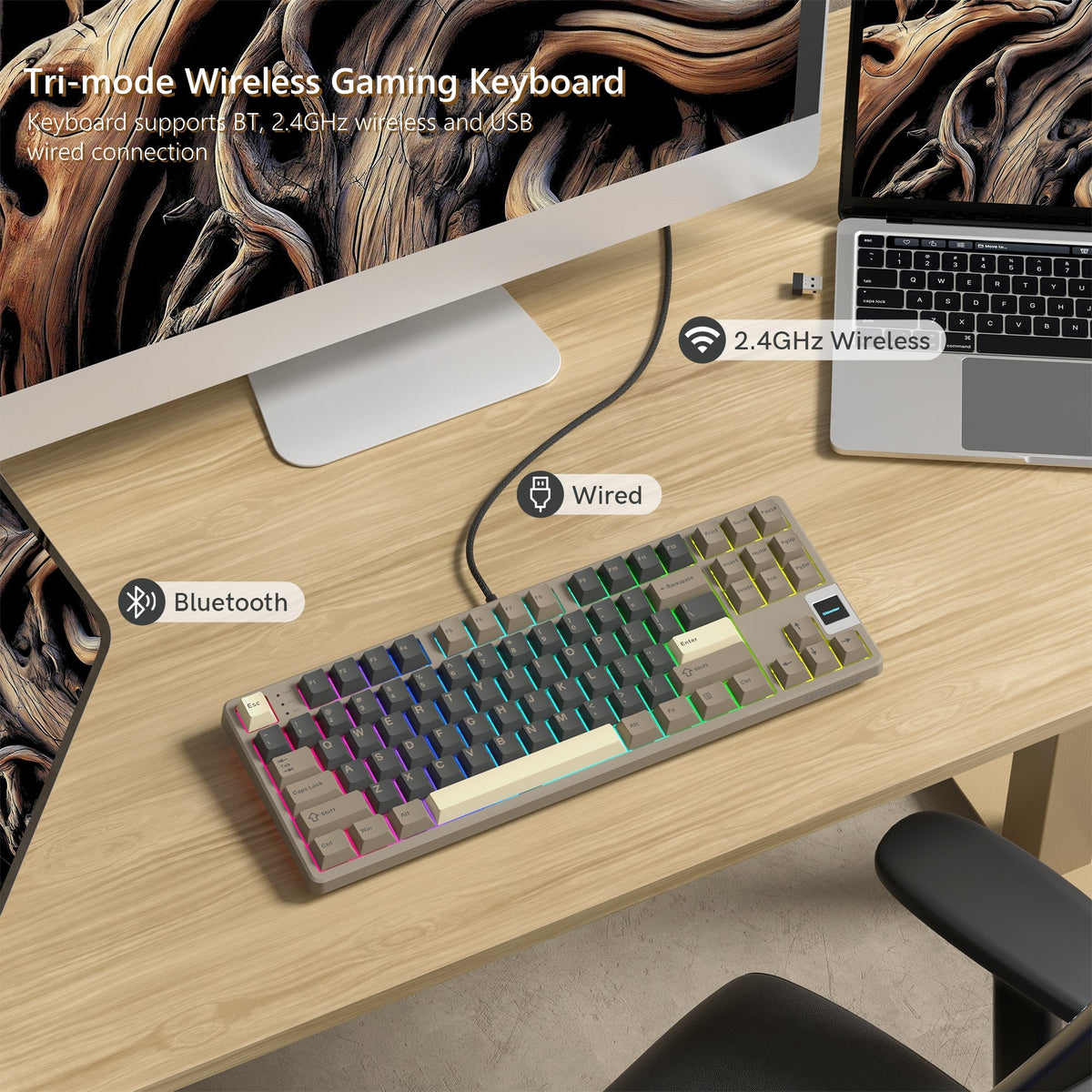 Womier QK87 TKL QMK/VIA Support Wireless Keyboard with Multimedia Display - Womier Keyboard