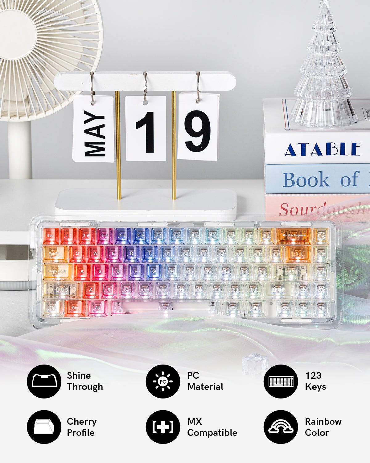 Womier Rainbow Cherry Profile Dye-Sub PBT Keycap Set (123-Key) - Womier Keyboard