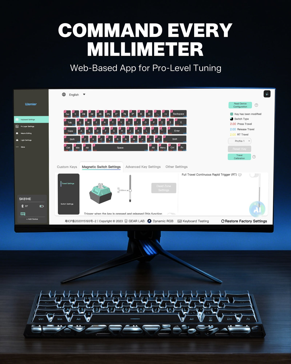 Womier SK61 HE 60% Hall Effect Wireless Gaming Keyboard - Womier Keyboard