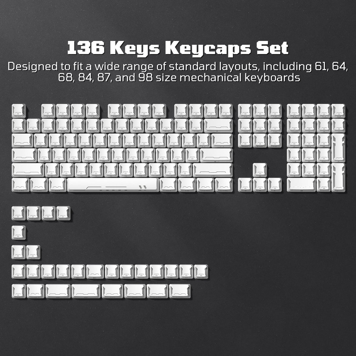 Womier Star Prism White-Blue Cherry Profile Shine-Through Keycap Set (136-Key) - Womier Keyboard