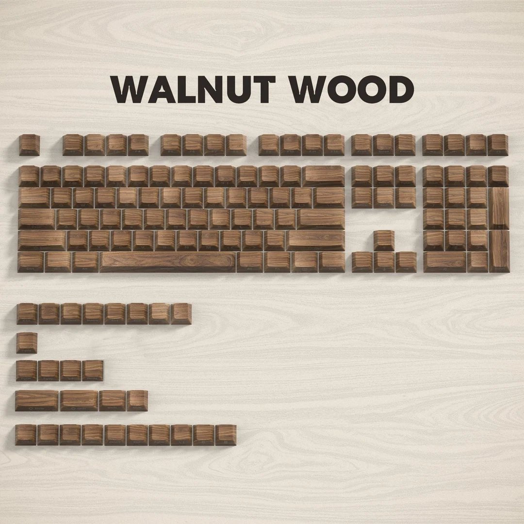 Womier Walnut Wood Side - Printed Cherry Profile Dye - Sub PBT Keycap Set - Womier Keyboard