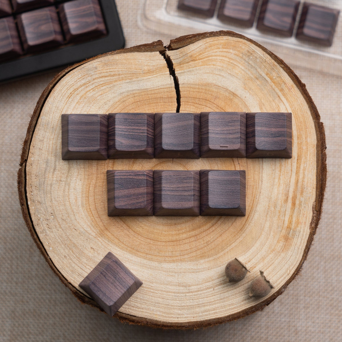 Womier Walnut Wood Side - Printed Cherry Profile Dye - Sub PBT Keycap Set - Womier Keyboard