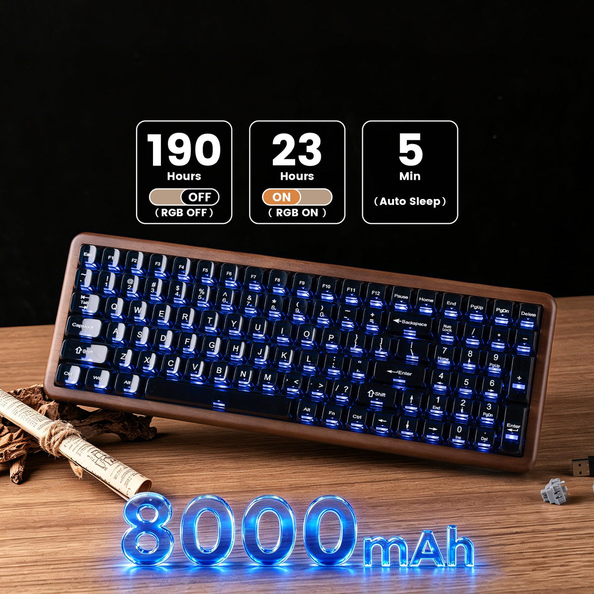 Womier WD99 Full-Size VIA Support Wireless Wooden Keyboard - Womier Keyboard