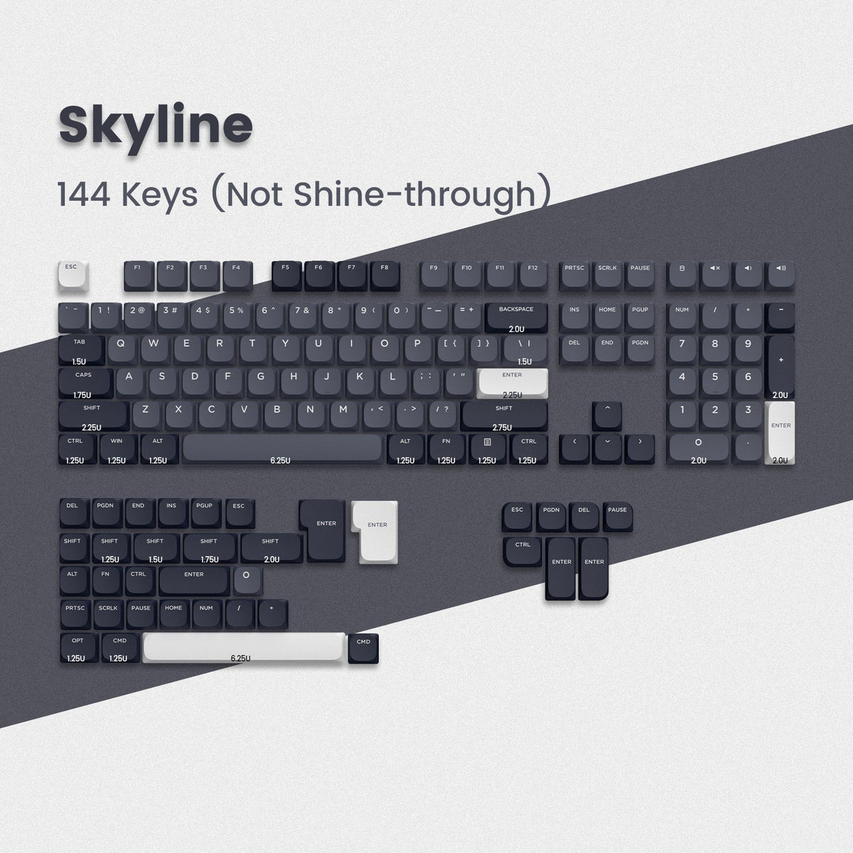 Skyline R1 Low Profile PBT Double - Shot Keycap Set - Womier Keyboard