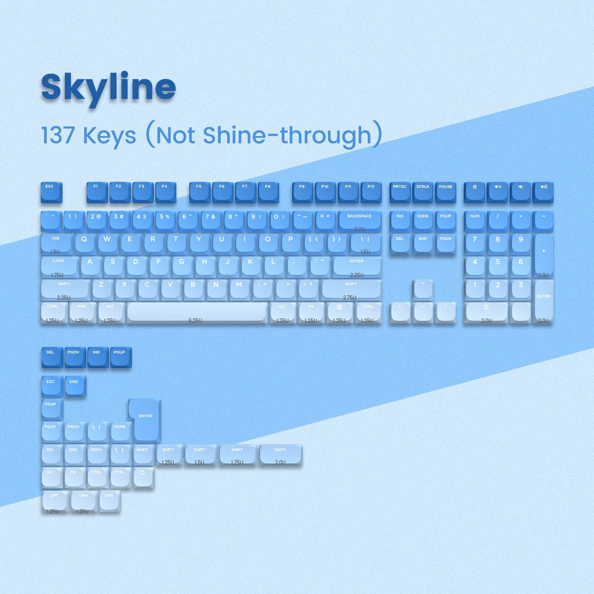 Skyline R1 Low Profile PBT Double - Shot Keycap Set - Womier Keyboard