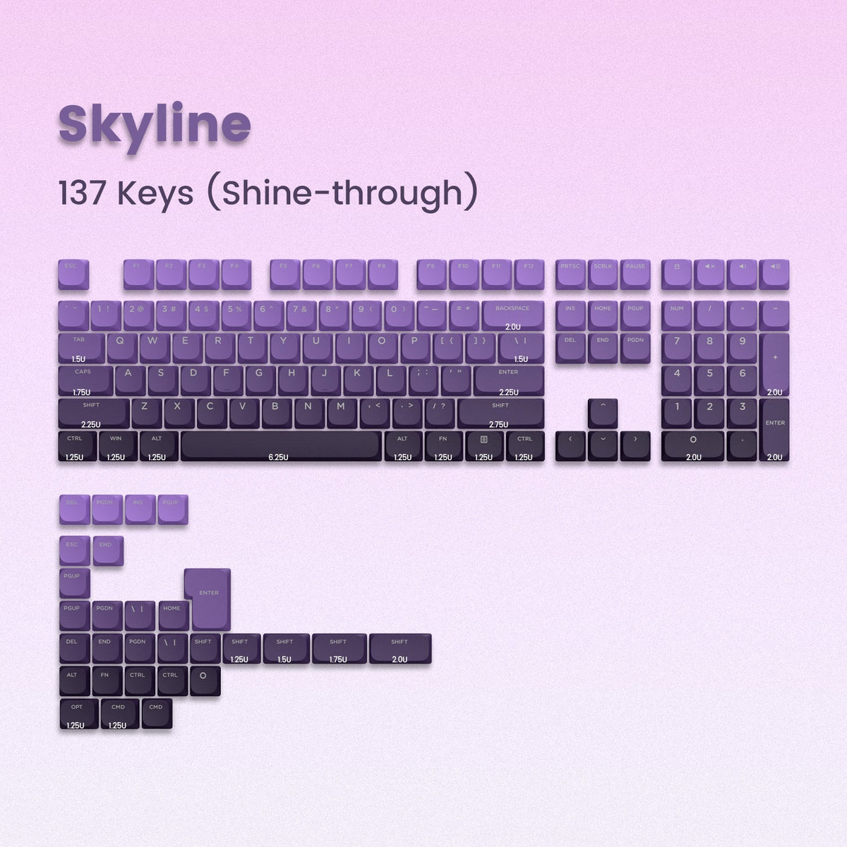 Skyline R1 Low Profile PBT Double - Shot Keycap Set - Womier Keyboard