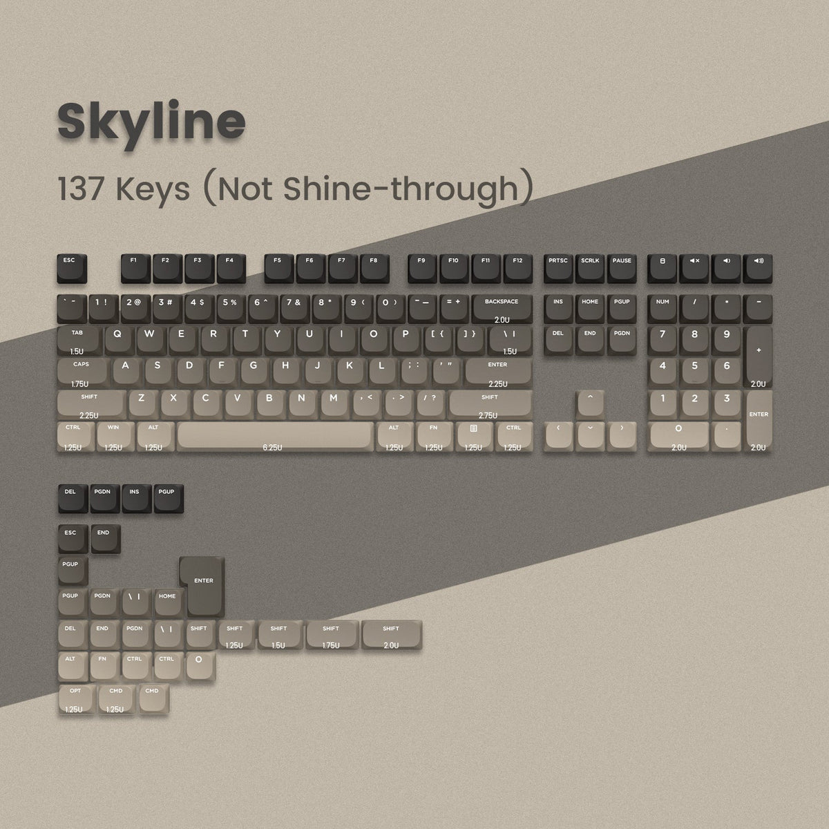 Skyline R1 Low Profile PBT Double - Shot Keycap Set - Womier Keyboard