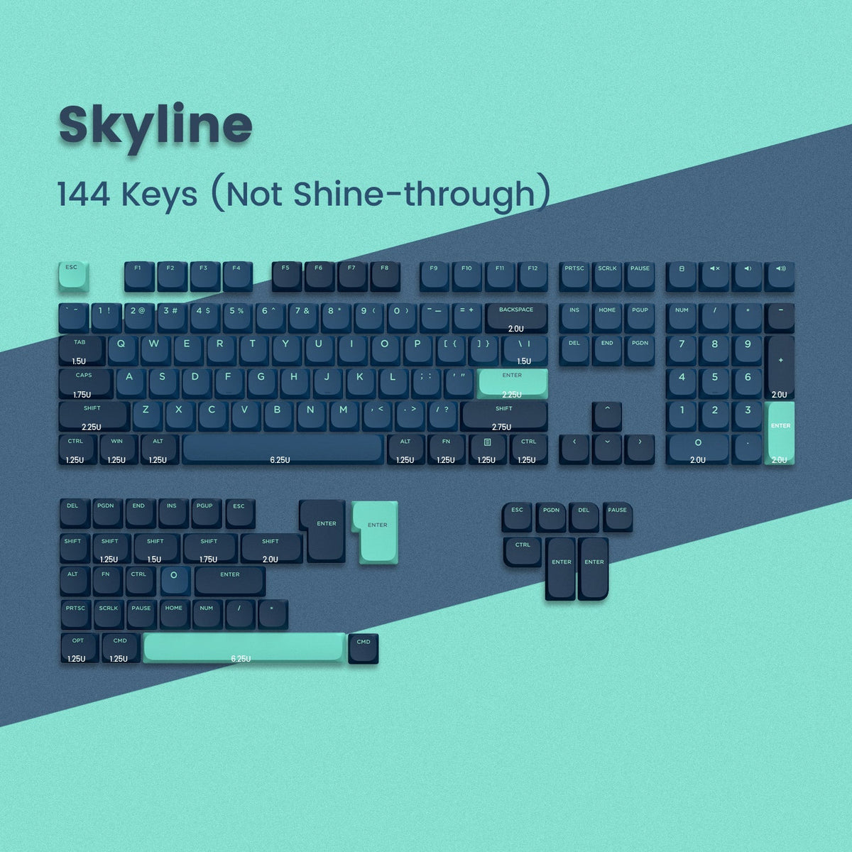 Skyline R1 Low Profile PBT Double - Shot Keycap Set - Womier Keyboard
